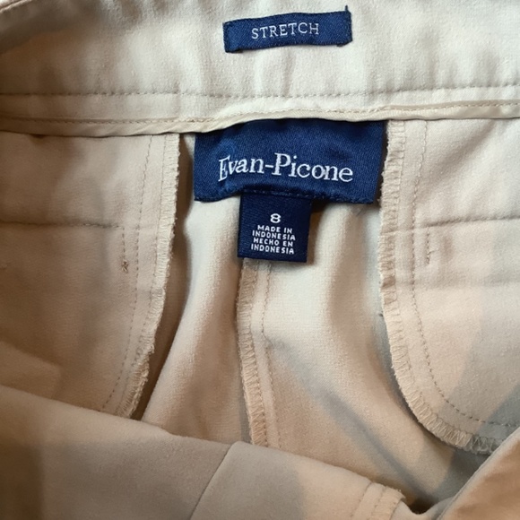 EVAN PICONE. LADIES LIGHT TAN COTTON CASUAL PANTS. SIZE 8. - Picture 6 of 8